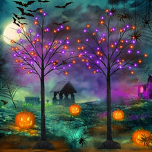 Load image into Gallery viewer, Lighted Halloween Tree with LED Orange and Purple Lights
