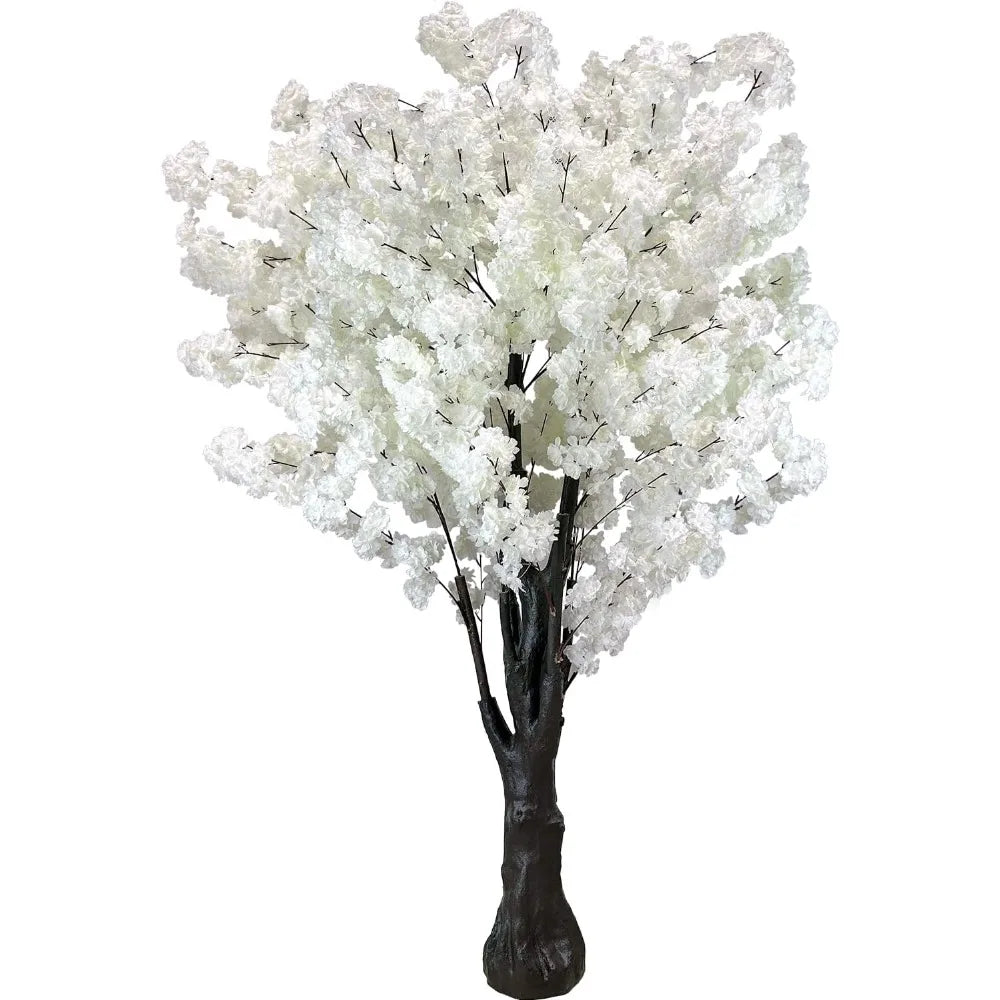 White Artificial Faux Cherry Blossom White Tree for Office Home or Outdoor Decor（6.5ft/2m, White）