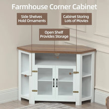 Load image into Gallery viewer, Small Corner Tv Stand up to 48 Inc, Farmhouse  Wood Corner Cabinet with Double Doors
