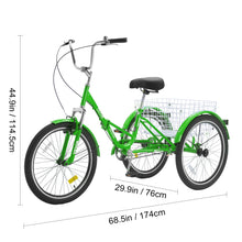 Load image into Gallery viewer, VEVOR 20/24/26-Inch Folding Adult Tricycle Carbon Steel 3 Wheel Cruiser Foldable For Women Men  Seniors
