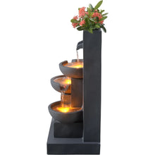 Load image into Gallery viewer, Teamson 3-Tier Cascading Outdoor Water Fountain with Planter
