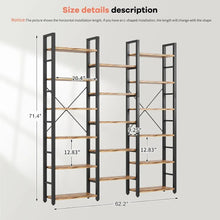Load image into Gallery viewer, Triple Wide 6 Tier Bookshelf, Shape Changeable Bookcases, Open Display Shelves, Modern and Tall Bookcase
