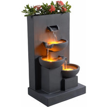 Load image into Gallery viewer, Teamson 3-Tier Cascading Outdoor Water Fountain with Planter
