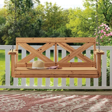 Load image into Gallery viewer, Patio Garden Furniture Sets Durable Cedar Farmhouse Outdoor Porch Swing with Chain
