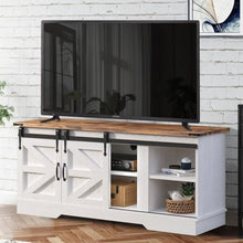 Load image into Gallery viewer, 2023 New 58 Inch Farmhouse TV Stand, Modern Rustic Entertainment Center with Sliding Barn Door and Storage Cabinets
