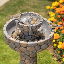 Load image into Gallery viewer, Outdoor Water Fountain, 2-Tier Stone look Bird Bath
