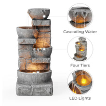 Load image into Gallery viewer, 2024 New Cascading Bowls and Stacked Stones LED Outdoor Water Fountain for Gardens
