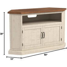 Load image into Gallery viewer, Rustic Solid Wood Corner TV Stand for Tv with Floating Shelves
