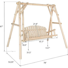 Load image into Gallery viewer, Heavy Duty 880 LBS Wooden Patio Porch Swing with A-Frame Stand, Hanging Swing Bench Chair with Frame
