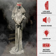 Load image into Gallery viewer, Haunted Lady Statue with Touch Activated Lights and Sound,Battery-Operated Indoor or Covered Outdoor
