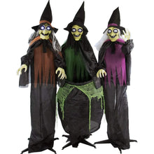 Load image into Gallery viewer, Life-Size Scary Talking 3 Witches with Cauldron Halloween Animatronic, Battery Operated
