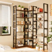 Load image into Gallery viewer, Triple Wide 6 Tier Bookshelf, Shape Changeable Bookcases, Open Display Shelves, Modern and Tall Bookcase
