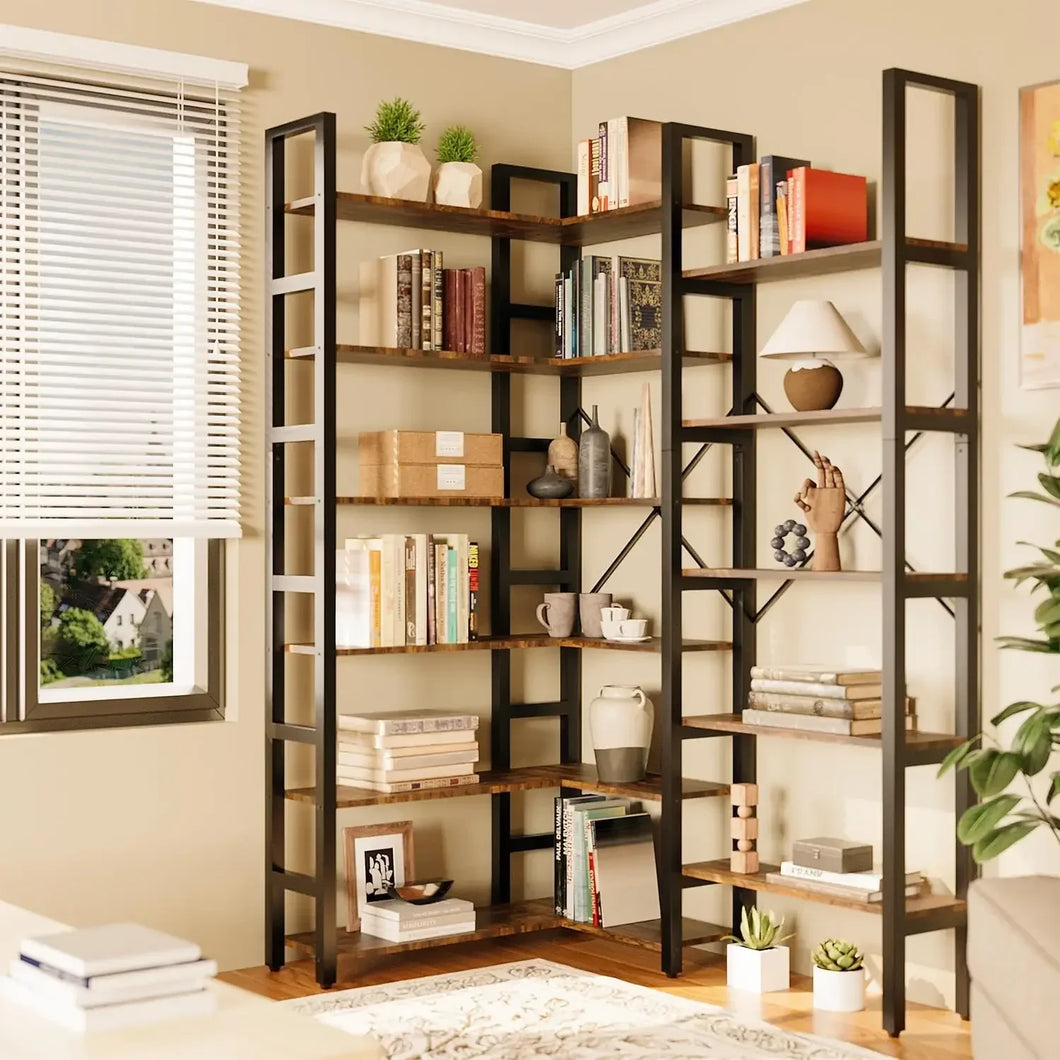 Triple Wide 6 Tier Bookshelf, Shape Changeable Bookcases, Open Display Shelves, Modern and Tall Bookcase
