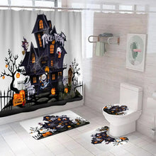 Load image into Gallery viewer, Bathroom Accessories Spooky Halloween Castle Shower Curtain Set Waterproof Non-slip Rugs Toilet Lid
