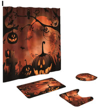 Load image into Gallery viewer, Bathroom Accessories Spooky Halloween Castle Shower Curtain Set Waterproof Non-slip Rugs Toilet Lid
