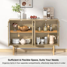 Load image into Gallery viewer, 4 Door Buffet Cabinet Credenza Buffet Table Bar for Kitchen Dining Room Natural H0107 Tv
