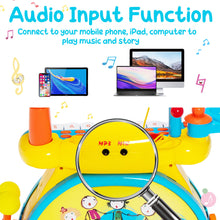 Load image into Gallery viewer, Babyjoy 2-in-1 Kids Electronic Drum Kit Music Instrument Toy w/ Keyboard Microphone Blue
