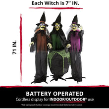 Load image into Gallery viewer, Life-Size Scary Talking 3 Witches with Cauldron Halloween Animatronic, Battery Operated
