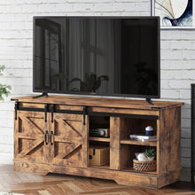 Load image into Gallery viewer, 2023 New 58 Inch Farmhouse TV Stand, Modern Rustic Entertainment Center with Sliding Barn Door and Storage Cabinets
