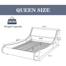 Load image into Gallery viewer, Upholstered Queen Platform Bed Frame Modern Low-profile Sled Bed with Faux Leather Headboard for Easy Assembly Without Springs
