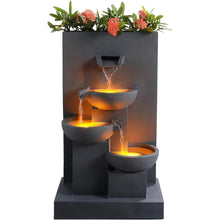 Load image into Gallery viewer, Teamson 3-Tier Cascading Outdoor Water Fountain with Planter
