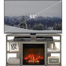 Load image into Gallery viewer, French Oak Tv Jensen Corner Stand With Fireplace for TV Up to 55 Inches
