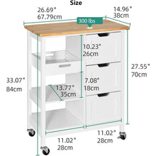 Load image into Gallery viewer, Kitchen Furniture Small Solid Wood Top Kitchen Island Cart on Wheels With Storage
