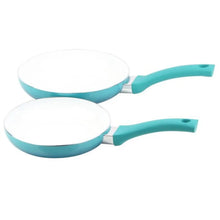 Load image into Gallery viewer, Ceramic Nonstick 12 Piece Cookware Set, Teal Ombre, Hand Wash Only
