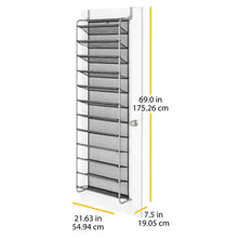 Load image into Gallery viewer, 12-Tier over the Door Shoe Rack for 36 Pairs, Metal, Gray
