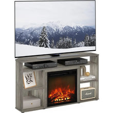 Load image into Gallery viewer, French Oak Tv Jensen Corner Stand With Fireplace for TV Up to 55 Inches
