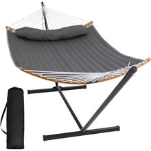 Load image into Gallery viewer, Portable Hammock With Stand Included Dark Gray Double Hammock With Curved Spreader Bar
