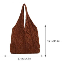 Load image into Gallery viewer, Wool Knitted Shoulder Shopping Bag for Women Vintage Crochet Bag
