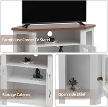 Load image into Gallery viewer, Small Corner Tv Stand up to 48 Inc, Farmhouse  Wood Corner Cabinet with Double Doors
