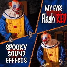 Load image into Gallery viewer, 72&quot; Clown Halloween Animated Decoration with Scary Sounds, Action, Glowing Eyes
