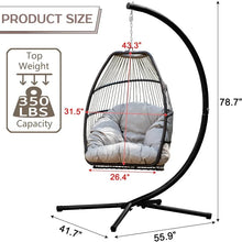 Load image into Gallery viewer, Egg Chair Hammock Chair with UV Resistant Cushion with Stand for Indoor Bedroom Outdoor Garden
