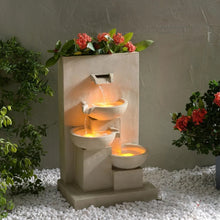 Load image into Gallery viewer, Teamson 3-Tier Cascading Outdoor Water Fountain with Planter
