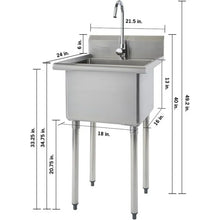 Load image into Gallery viewer, TRINITY THA-0307 Basics Stainless Steel Freestanding Single Bowl Utility Sink
