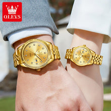 Load image into Gallery viewer, OLEVS Couple Watch Set Luxury  Diamond Gold Watch Waterproof
