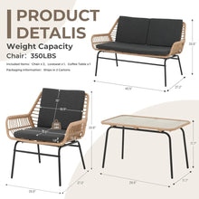 Load image into Gallery viewer, Outdoor Patio All-Weather Wicker Chairs with Cushions and Coffee Table, for Garden
