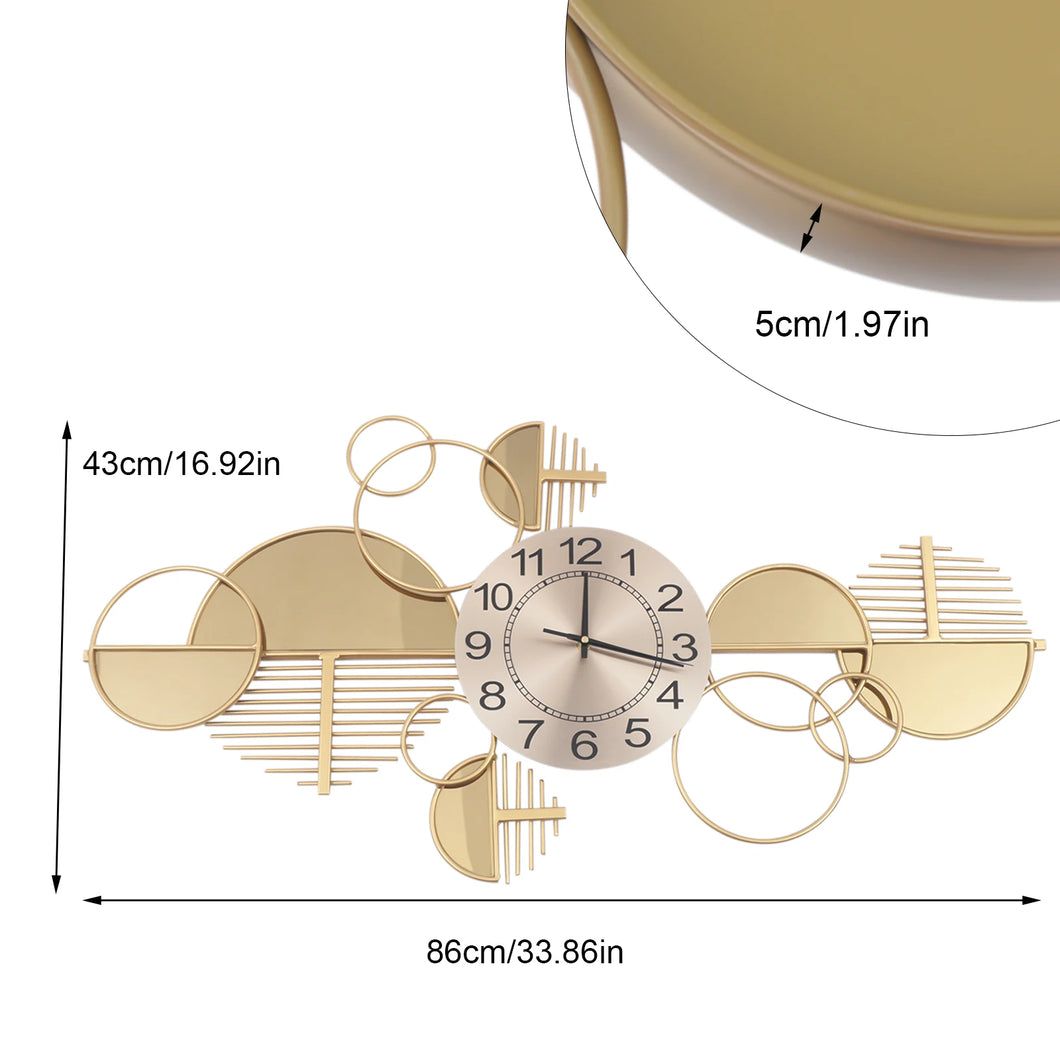 Large Golden Modern Minimalist Metal Wall Clock Silent