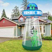 Load image into Gallery viewer, 9 FT Halloween UFO Cow Alien Inflatable Yard Decor with LED Blow Up Inflatable Alien and Cow
