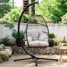 Load image into Gallery viewer, Egg Chair Hammock Chair with UV Resistant Cushion with Stand for Indoor Bedroom Outdoor Garden
