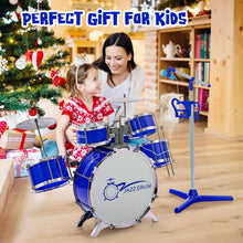 Load image into Gallery viewer, Babyjoy Jazz Drum Set for Toddler Kids Educational Toy w/Keyboard Cymbal Microphone Blue
