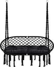 Load image into Gallery viewer, Hammock Chair Macrame Hanging Swing with Cushion,Hanging Cotton Ropes, Metal Frame, 450 Lbs Capacity Indoor Outdoor
