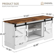 Load image into Gallery viewer, 2023 New 58 Inch Farmhouse TV Stand, Modern Rustic Entertainment Center with Sliding Barn Door and Storage Cabinets
