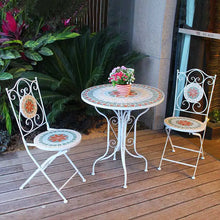 Load image into Gallery viewer, Outdoor Balcony Table and Chair Mosaic Iron Three-Piece Set
