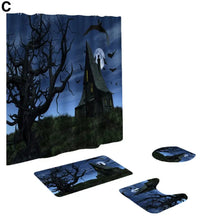 Load image into Gallery viewer, Bathroom Accessories Spooky Halloween Castle Shower Curtain Set Waterproof Non-slip Rugs Toilet Lid
