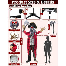 Load image into Gallery viewer, 6.4ft Extra Tall Halloween Animatronic Talking Standing Pirate Ghost, Voice Control Flashing Red Eyes Horror Sounds
