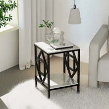 Load image into Gallery viewer, White Marble Top Side Table  Black Coated Frame
