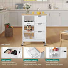 Load image into Gallery viewer, Kitchen Furniture Small Solid Wood Top Kitchen Island Cart on Wheels With Storage
